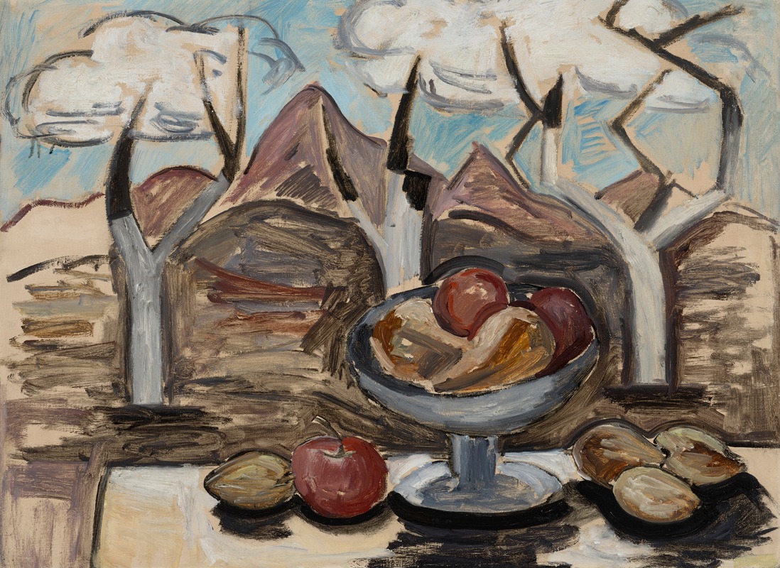 Compote of Fruit and Landscape