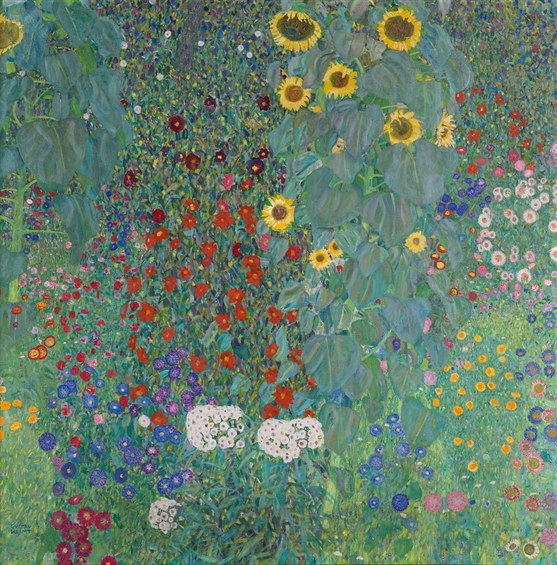 Cottage garden with sunflowers