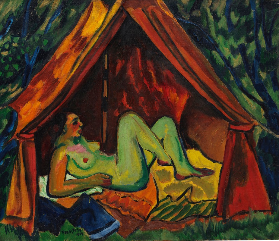 Red Tent with Female Nude – Danae