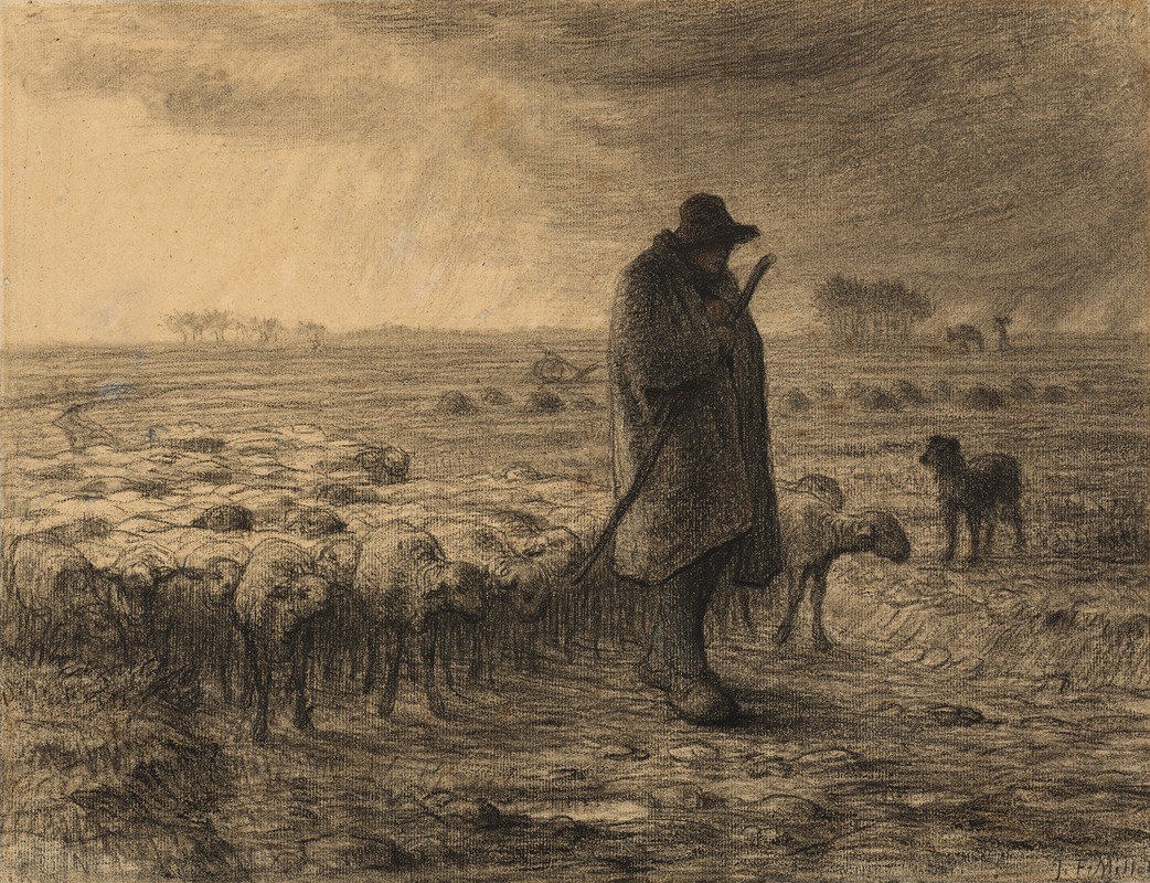 Shepherd Returning With His Flock (c. 1860)
