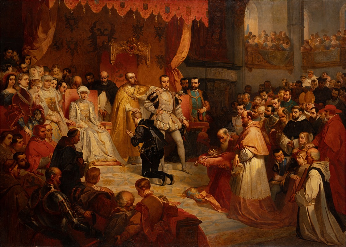 The abdication of Emperor Charles V in favor of his son Philip II . At Brussels, 25 October 1555