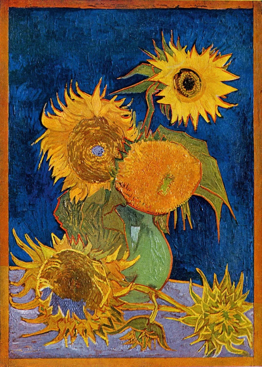 Vase with Five Sunflowers 